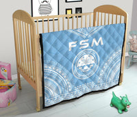 Federated States Of Micronesia Premium Quilt - FSM Seal Polynesian Chief Light Blue Version - Polynesian Pride