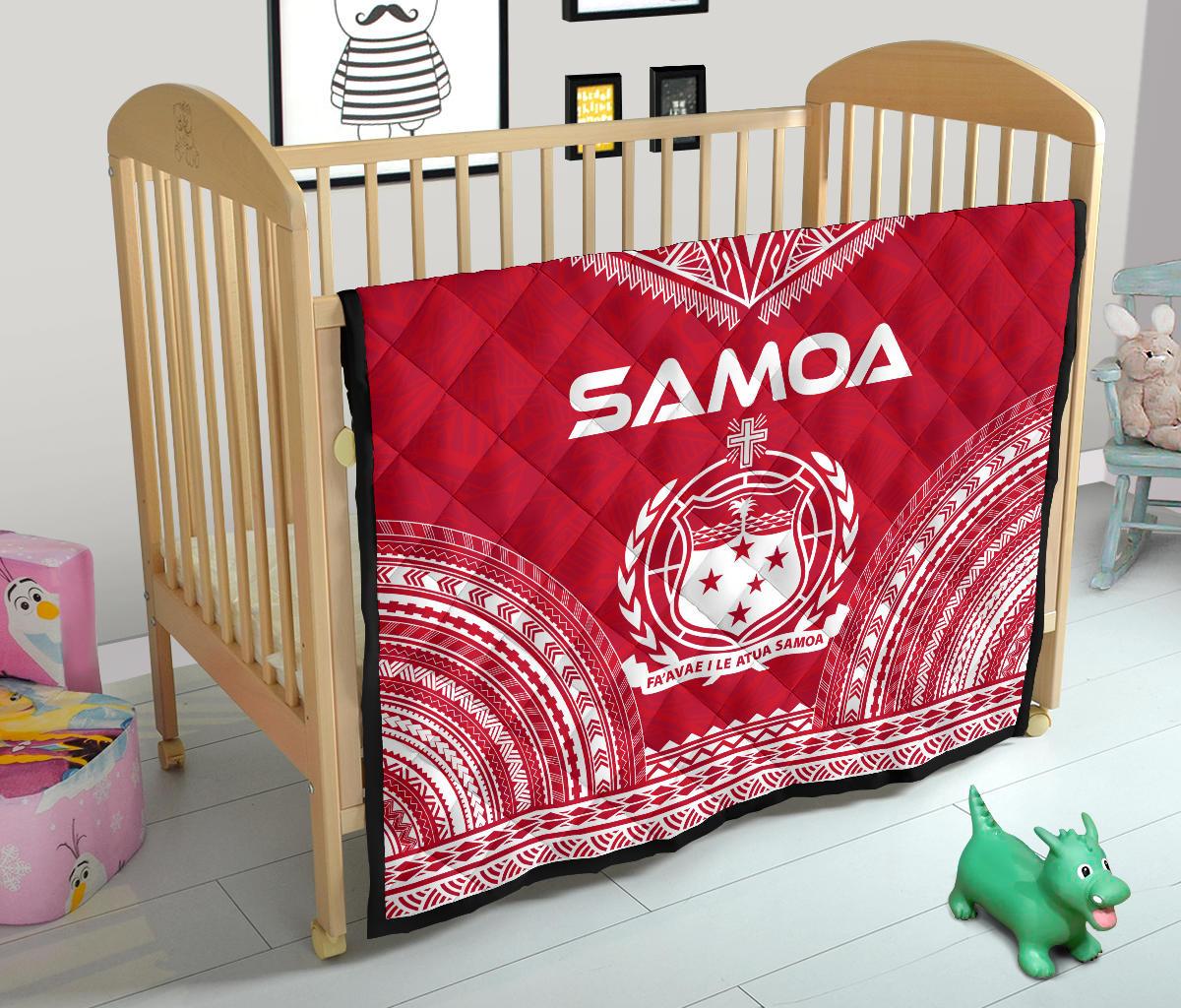 Samoa Premium Quilt - Samoa Coat Of Arms Polynesian Chief Red Version - Polynesian Pride