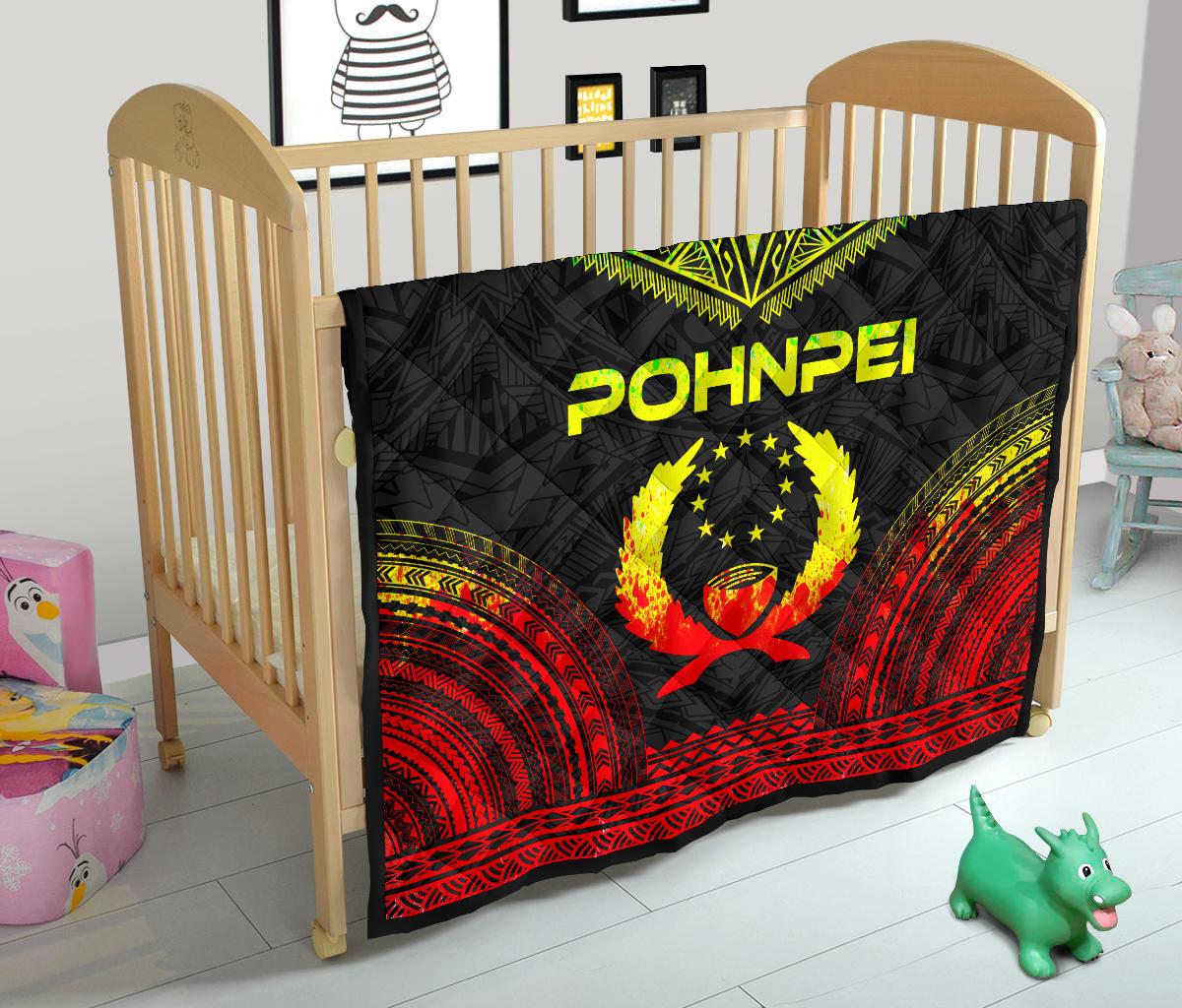 Pohnpei Premium Quilt - Pohnpie Flag Polynesian Chief Reggae Version - Polynesian Pride