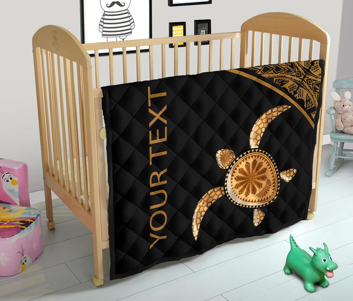 Polynesian Custom Personalised Premium Quilt - Gold Turtle Curver Style - Polynesian Pride