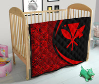 Hawaii Kanaka Polynesian Black And Red Premium Quilt - Circle Style - Polynesian Pride