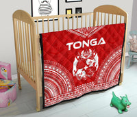 Tonga Premium Quilt - Tonga Coat Of Arms Polynesian Chief Red Version - Polynesian Pride