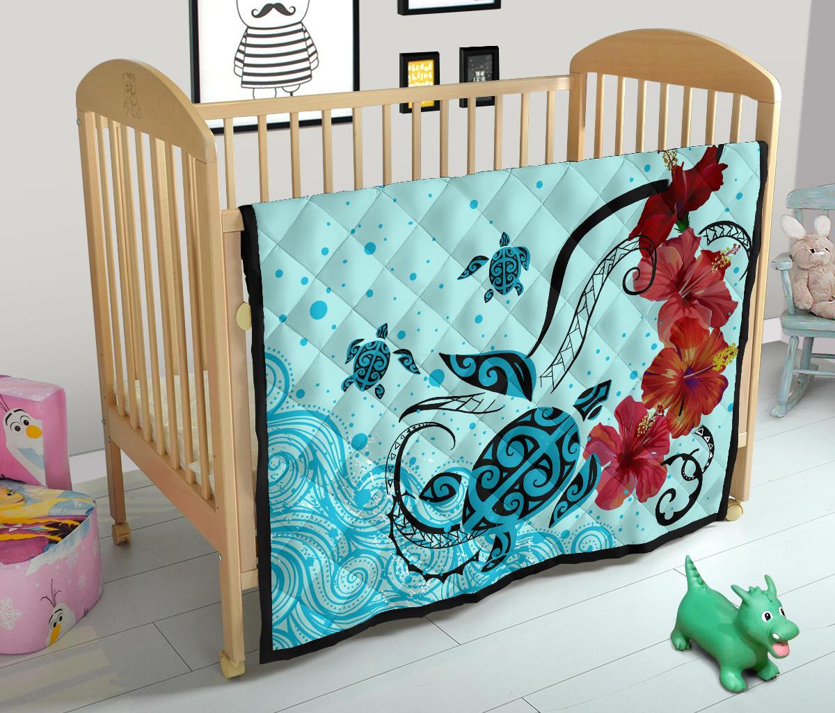 Sea Turtle Hibiscus Premium Quilt - Polynesian Pride