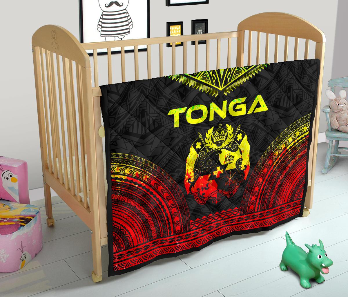 Tonga Premium Quilt - Tonga Coat Of Arms Polynesian Chief Reggae Version - Polynesian Pride