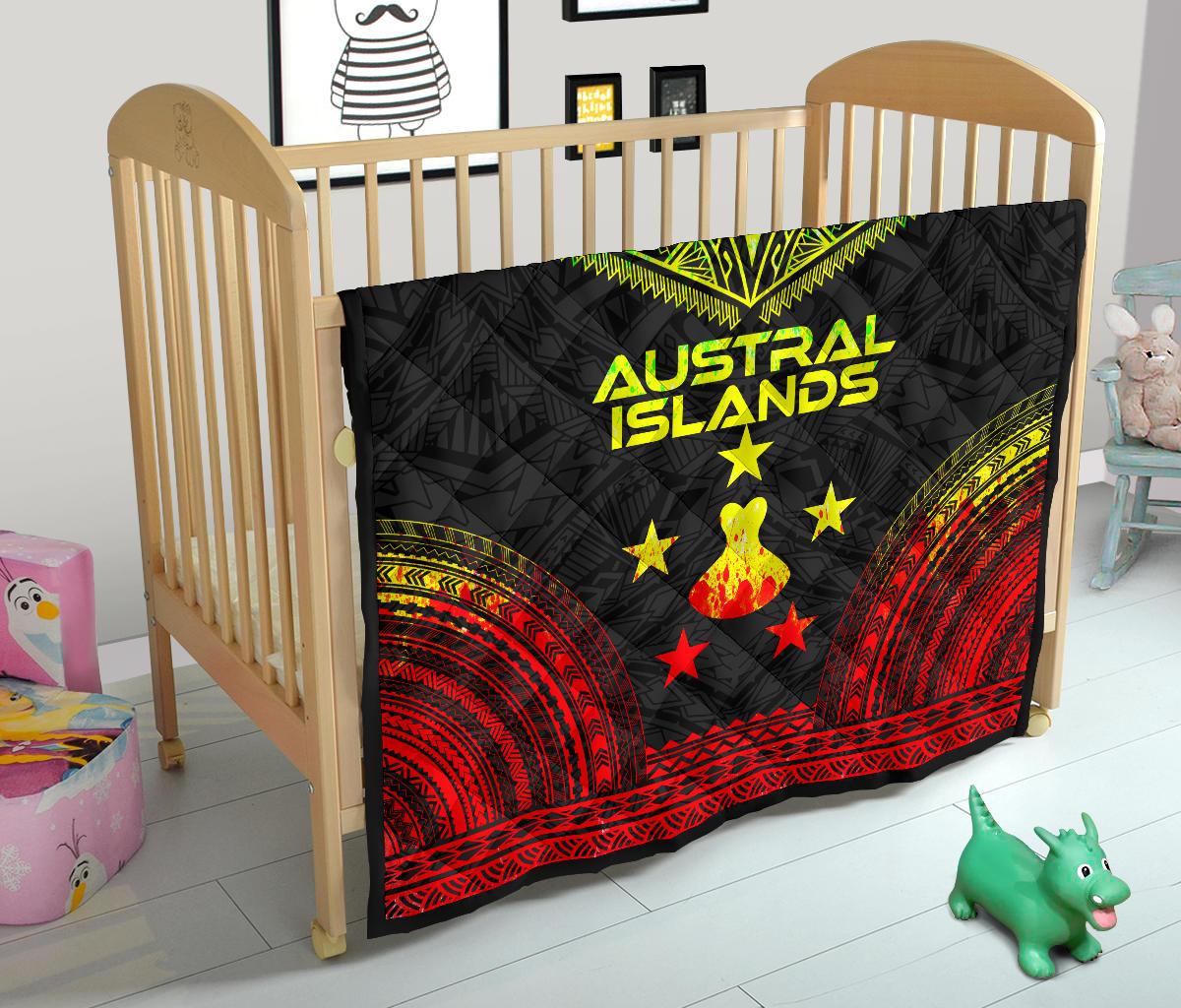Austral Islands Premium Quilt - Austral Islands Flag Polynesian Chief Reggae Version - Polynesian Pride