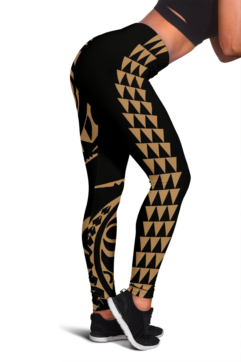 Gold Polynesian Tribal Women's Leggings White - Polynesian Pride