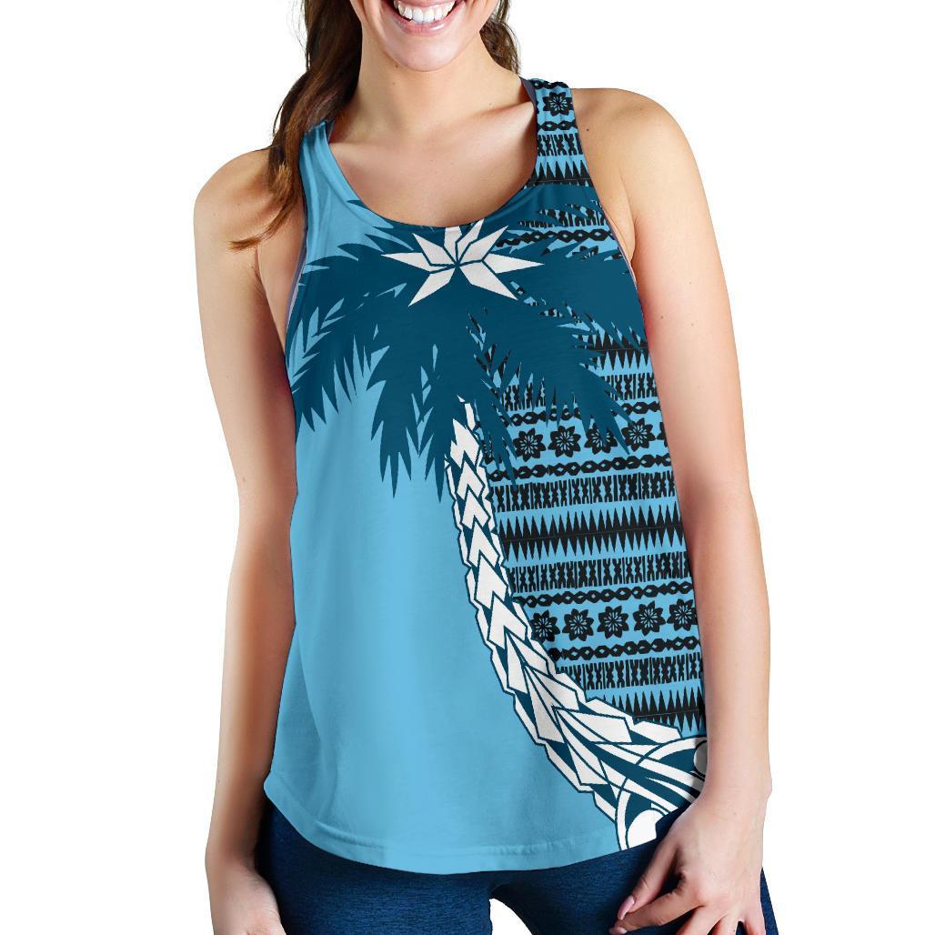 Fiji Tapa Women's Racerback Tank A02 Blue - Polynesian Pride