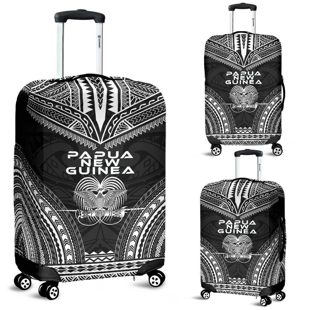 Papua New Guinea Polynesian Chief Luggage Cover - Black Version Black - Polynesian Pride