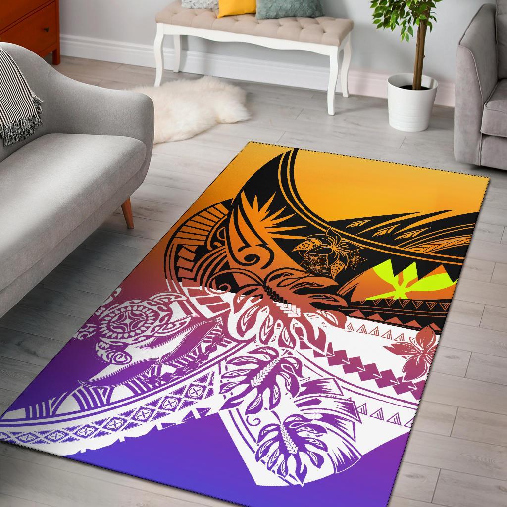 Hawaii Area Rug - Tribal Jungle Pattern Purple - Polynesian Pride