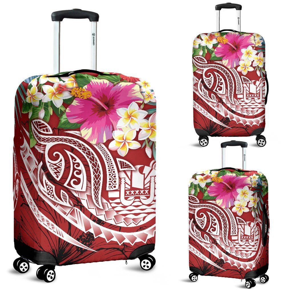 Tahiti Polynesian Luggage Covers - Summer Plumeria (Red) - Polynesian Pride