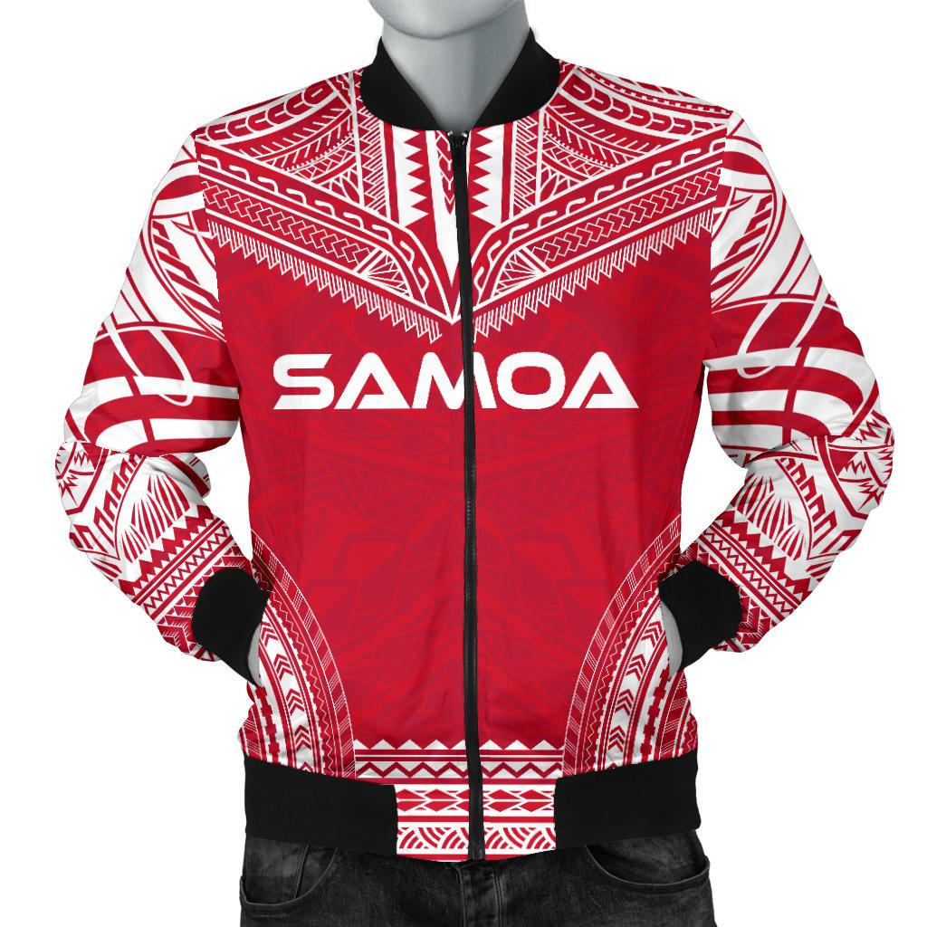 Samoa Flag Polynesian Chief Men's Bomber Jacket Red - Polynesian Pride