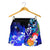 Custom Personalised Yap Women's Shorts - Humpback Whale with Tropical Flowers (Blue) - Polynesian Pride