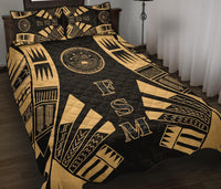 Federated States of Micronesia Quilt Bed Set - Federated States of Micronesia Seal Polynesian Yellow Tattoo Style - Polynesian Pride