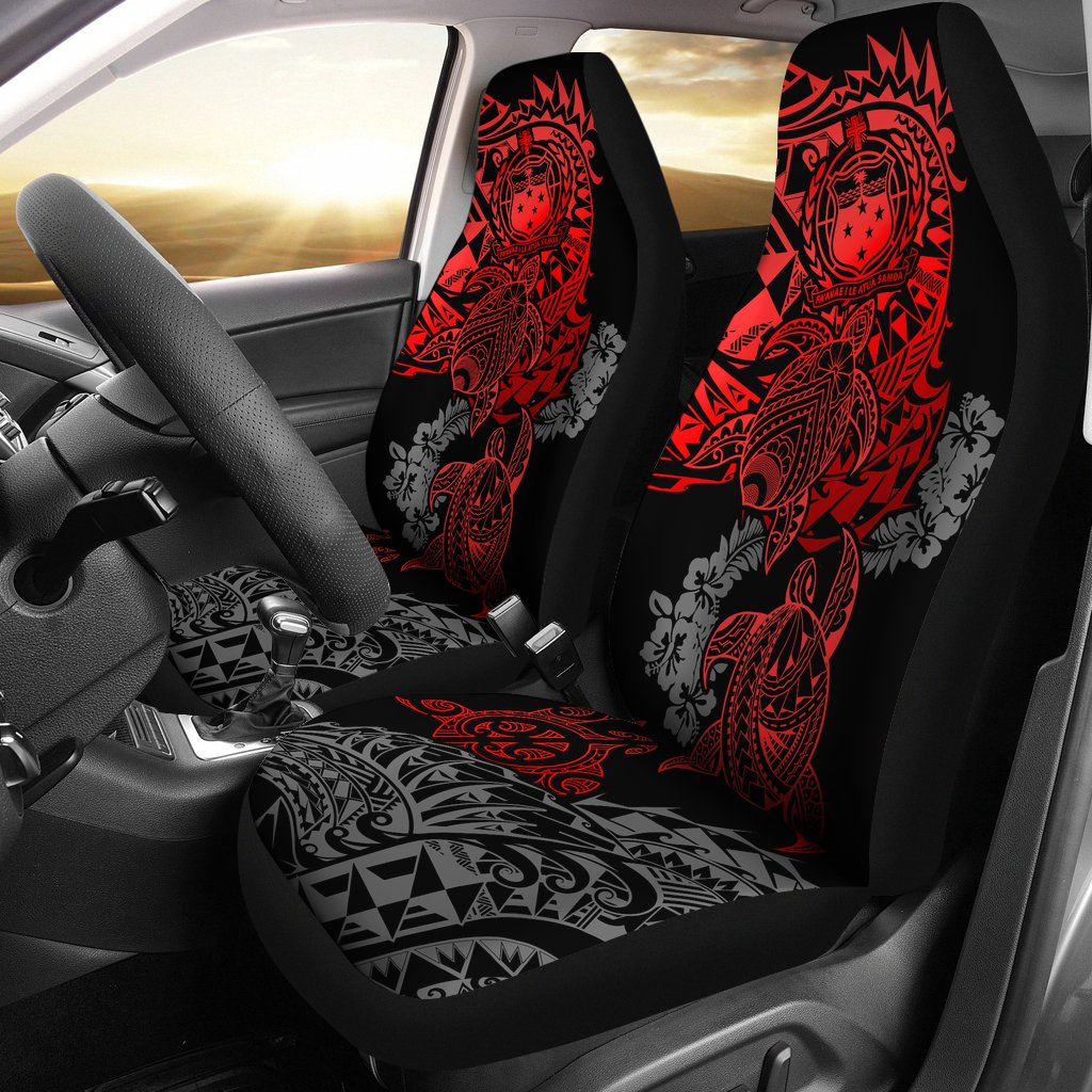 Samoa Polynesian Car Seat Covers - Red Turtle Flowing Universal Fit Red - Polynesian Pride