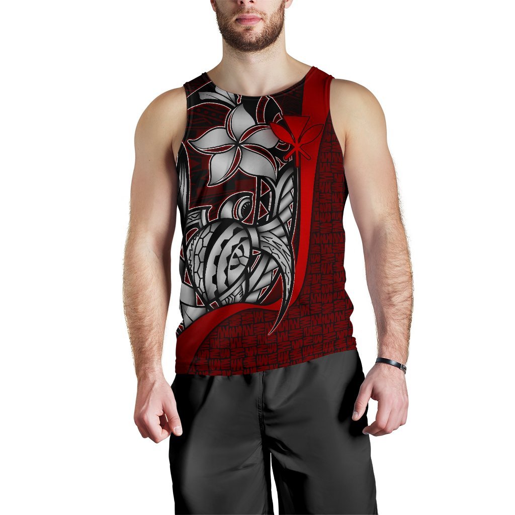 Polynesian Hawaii Men Tank Top Red - Turtle with Hook - Polynesian Pride