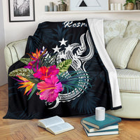 Kosrae Micronesia Premium Blanket - Tropical Flower White - Polynesian Pride