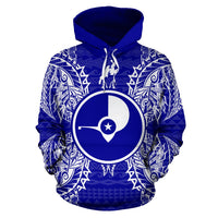 Yap Polynesian ll Over Hoodie Map Blue - Polynesian Pride