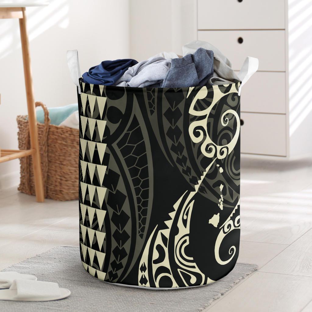 Kakau Polynesian Map Hawaii Laundry Basket Beige AH Laundry Basket - Kakau Polynesian Map Hawaii Laundry Basket - Beige - AH - J6 One Size White - Polynesian Pride