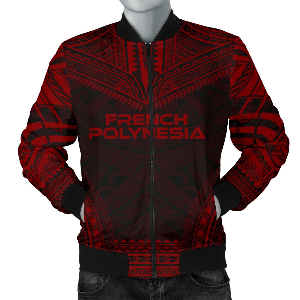 French Polynesia Polynesian Chief Men's Bomber Jacket - Red Version Red - Polynesian Pride