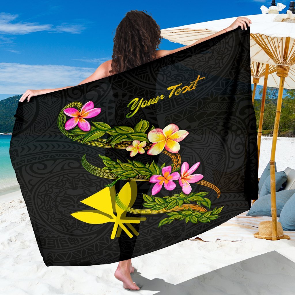 Hawaii Polynesian Custom Personalised Sarong - Plumeria Tribal Women One Size Black - Polynesian Pride