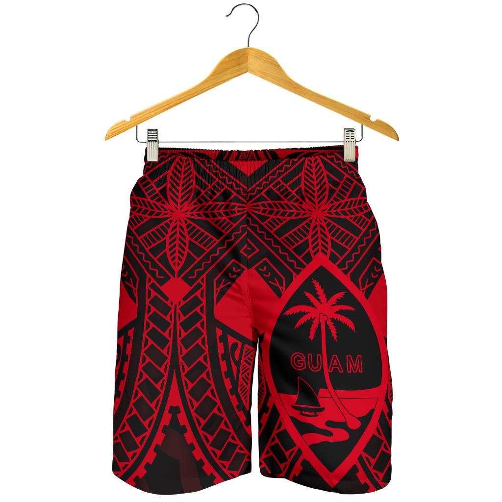 Guam Polynesian Men's Short - Red Guam Coat Of Arms Polynesian Tattoo - Polynesian Pride
