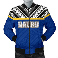 Nauru Men's Bomber Jacket - Polynesian Design Black - Polynesian Pride