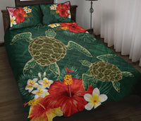 Hawaii Sea Turtle Hibiscus Plumeria Quilt Bed Set - Polynesian Pride
