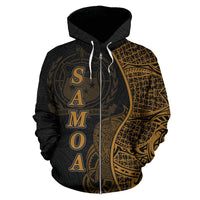 Samoa Polynesian Zip up Hoodie Coconut Tree Gold - Polynesian Pride