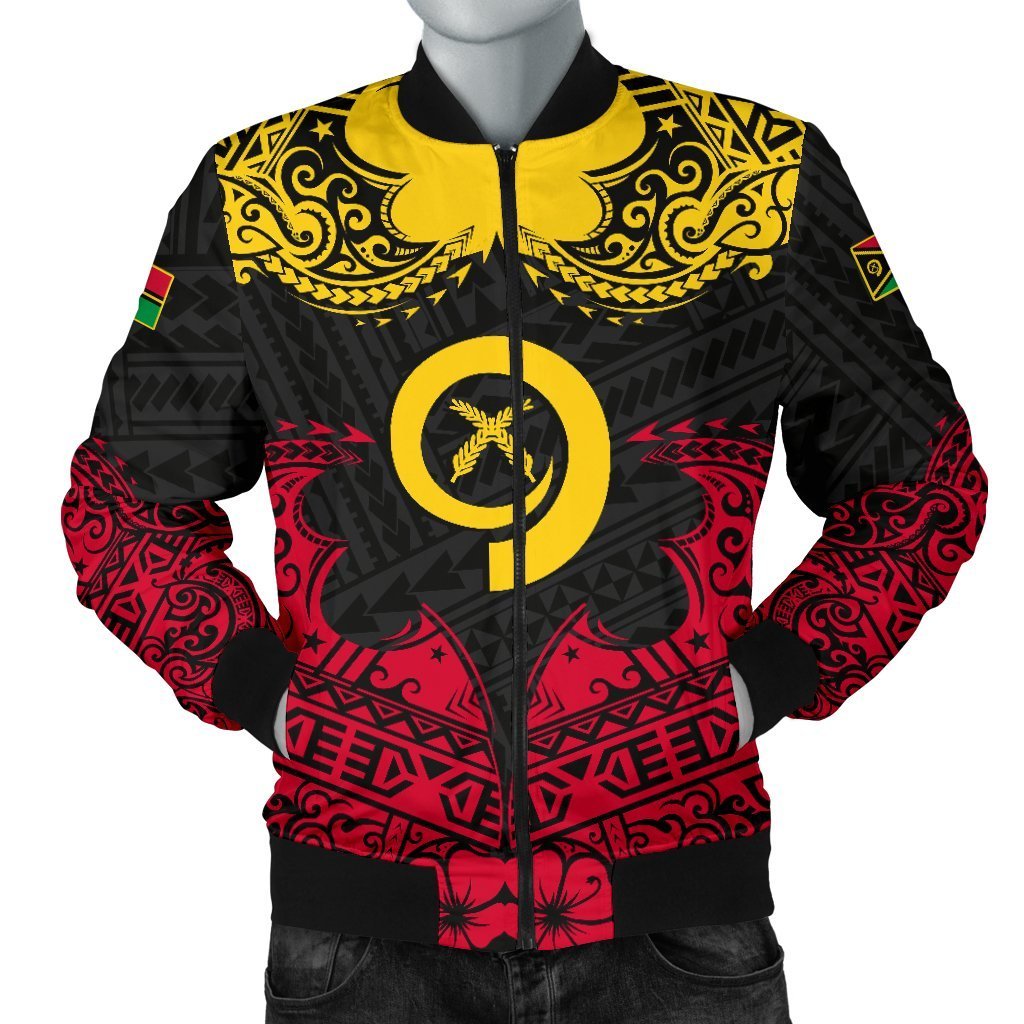 Vanuatu Men's Bomber Jacket Melanesia Island Paradise Black - Polynesian Pride
