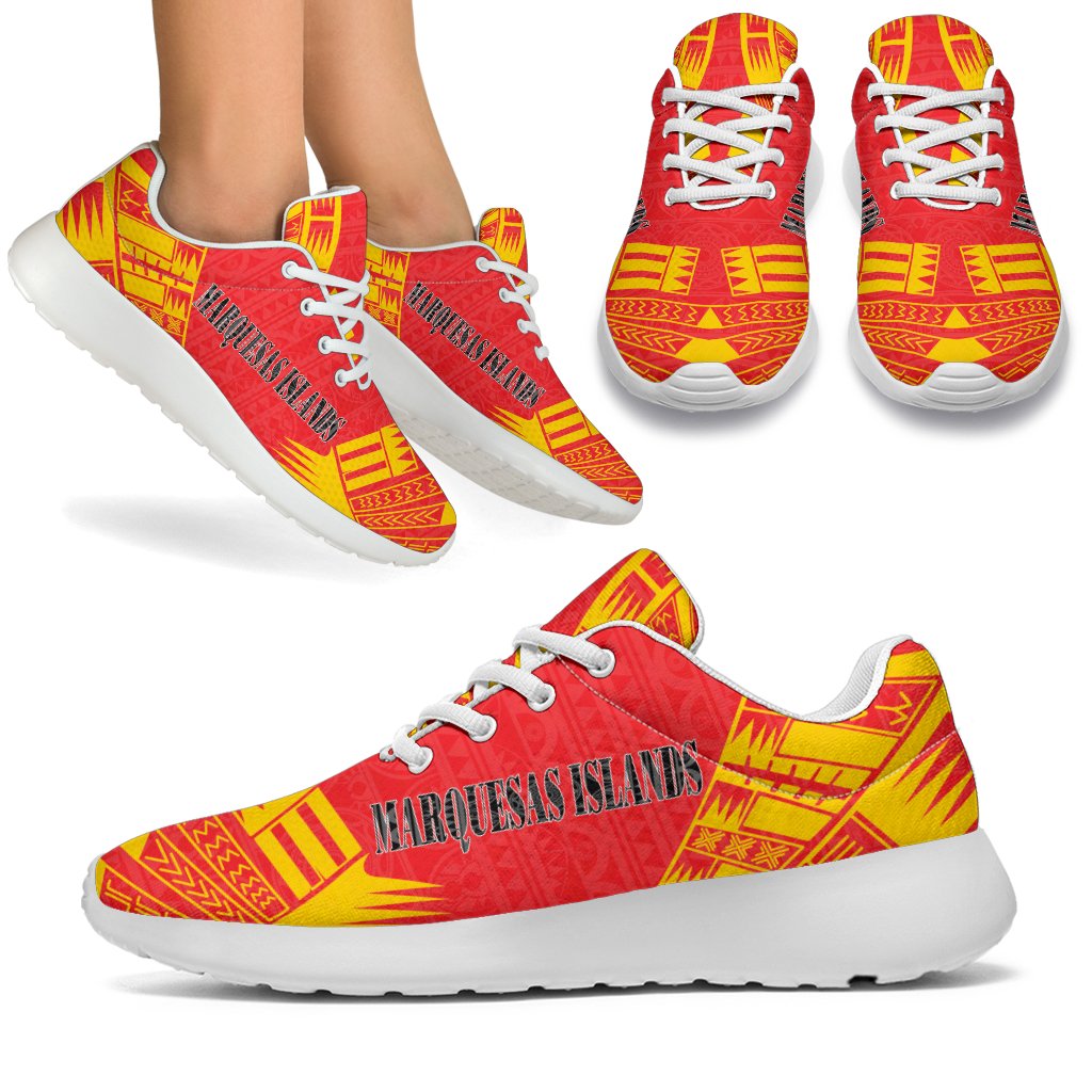 Marquesas Islands Sport Sneakers - Polynesian Tattoo Flag White - Polynesian Pride