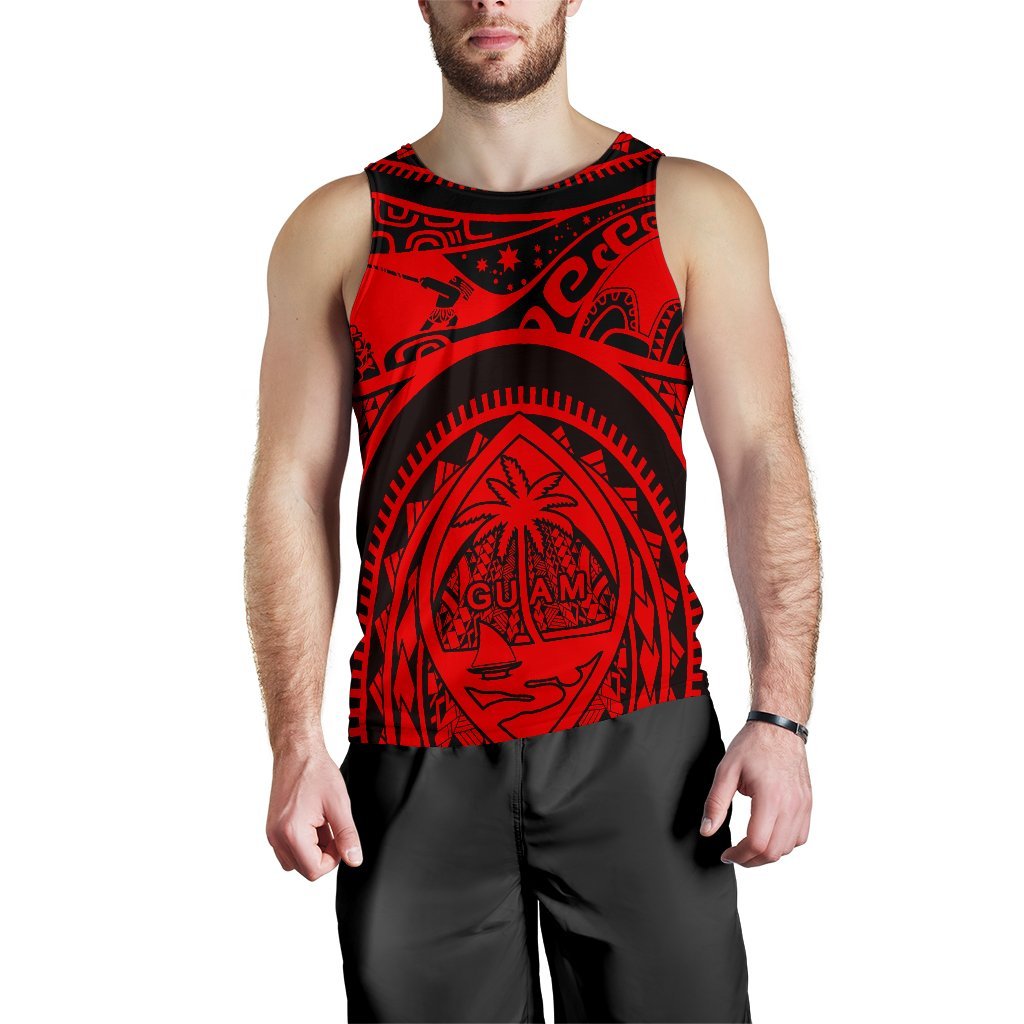Polynesian Men's Tank Top - Guam Flag, Seal with Maui Moana Tattoo - Polynesian Pride