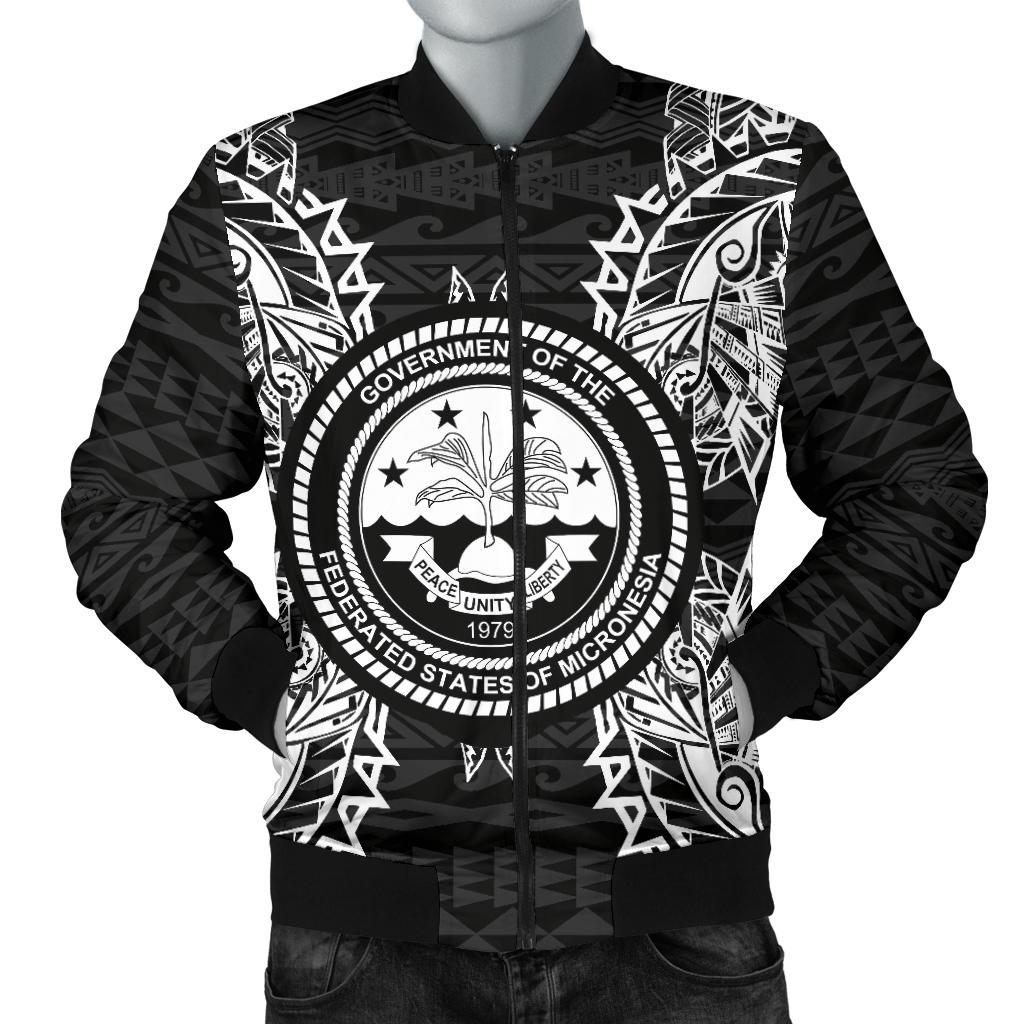 Federated States Of Micronesia Polynesian Men's Bomber Jacket Map Black Black - Polynesian Pride