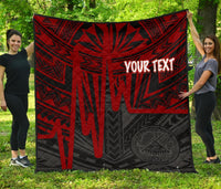 American Samoa Personalised Premium Quilt - Seal With Polynesian Pattern Heartbeat Style (Red) - Polynesian Pride