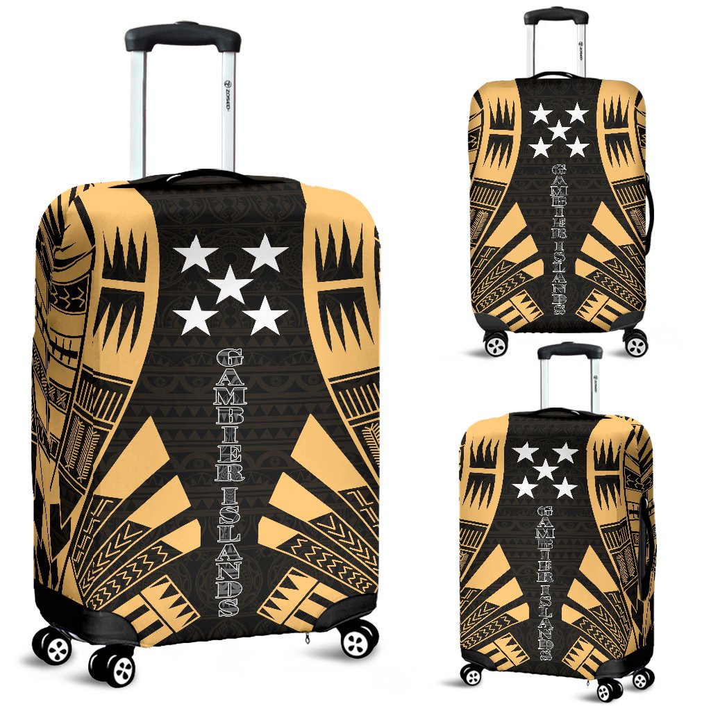 Gambier Islands Luggage Cover - Polynesian Tattoo Gold Gold - Polynesian Pride