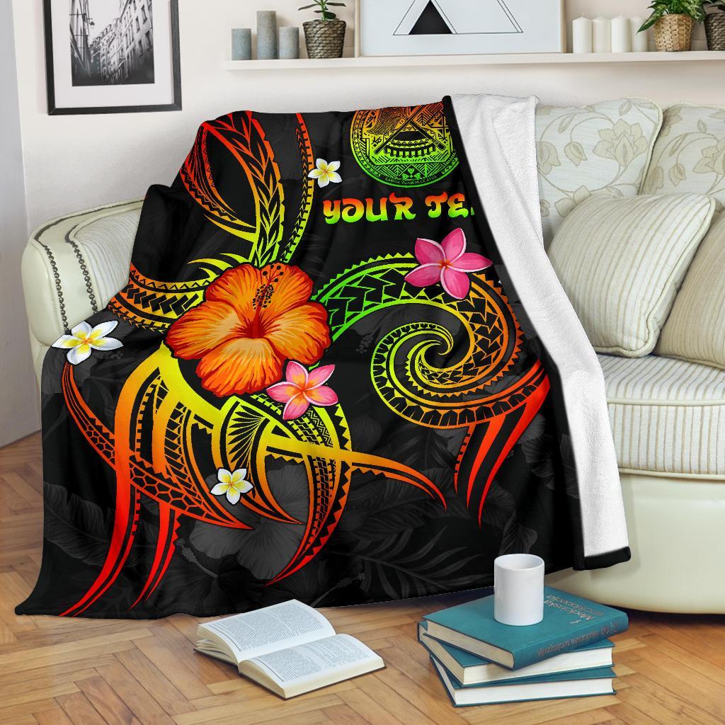 American Samoa Polynesian Personalised Premium Blanket - Legend of American Samoa (Reggae) White - Polynesian Pride
