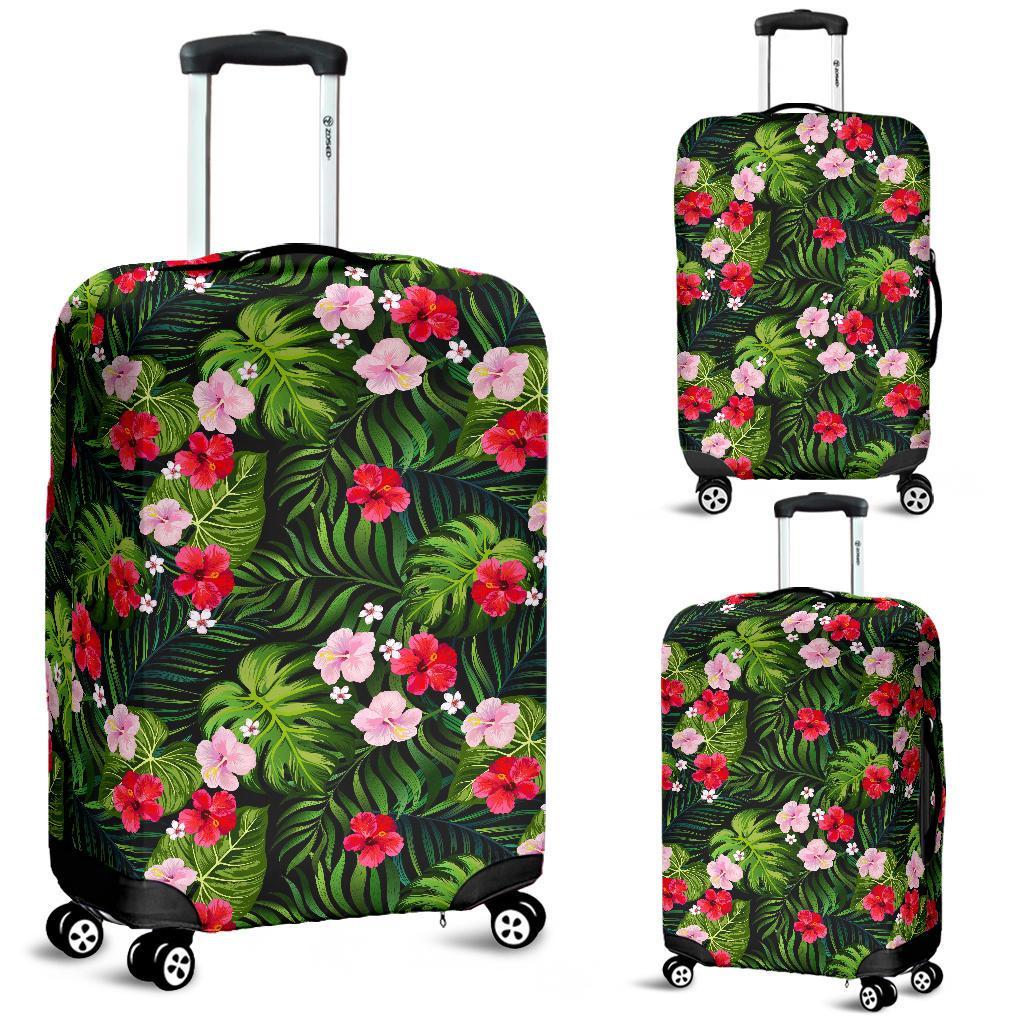 Tropical Flower Mix Luggage Cover White - Polynesian Pride