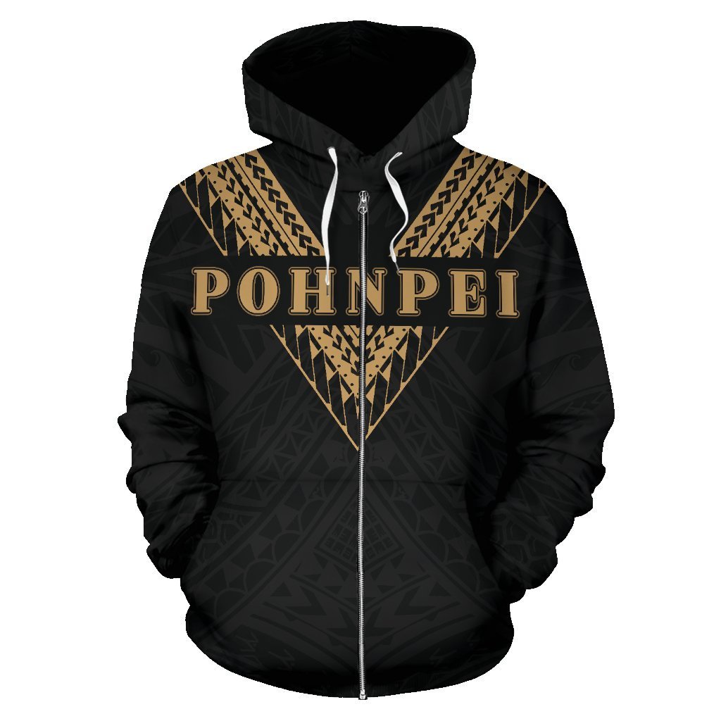 Pohnpei All Over Zip up Hoodie Gold Sailor Style - Polynesian Pride