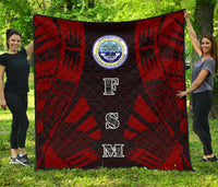 Federated States Of Micronesia Premium Quilt - Federated States Of Micronesia Seal Polynesian Red Tattoo Red - Polynesian Pride