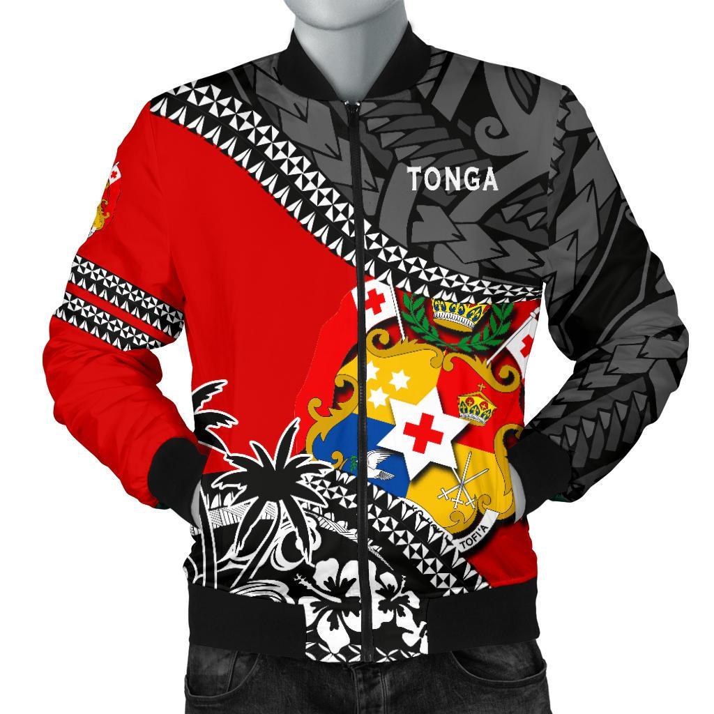 Tonga Men'S Bomber Jacket Polynesian Style Fall In The Wave Red - Polynesian Pride
