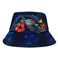 Papua New Guinea Polynesian Bucket Hat - Blue Turtle Hibiscus - Polynesian Pride