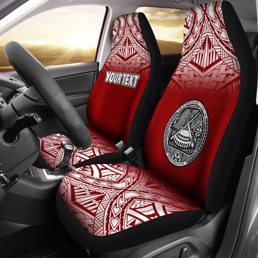 American Samoa Custom Personalised Car Seat Covers - American Samoa Seal Polynesian Tattoo Fog Red Universal Fit Red - Polynesian Pride