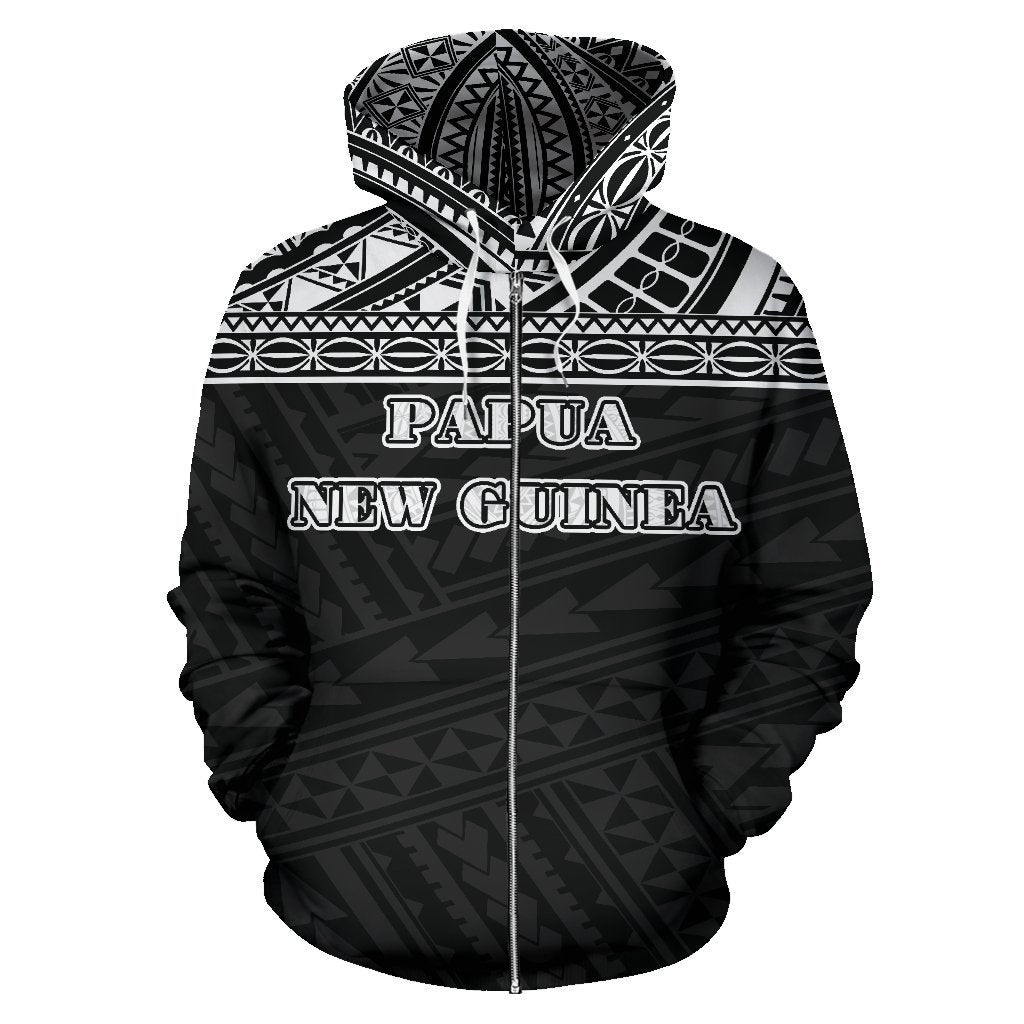 Papua New Guinea All Over Zip up Hoodie Polynesian Black Version - Polynesian Pride