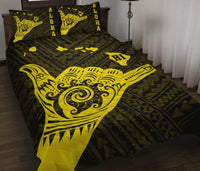 Hawaii Shaka Map Polynesian Quilt Bed Set - Yellow - Polynesian Pride