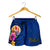 Tahiti Polynesian Women's Shorts - Floral With Seal Blue - Polynesian Pride