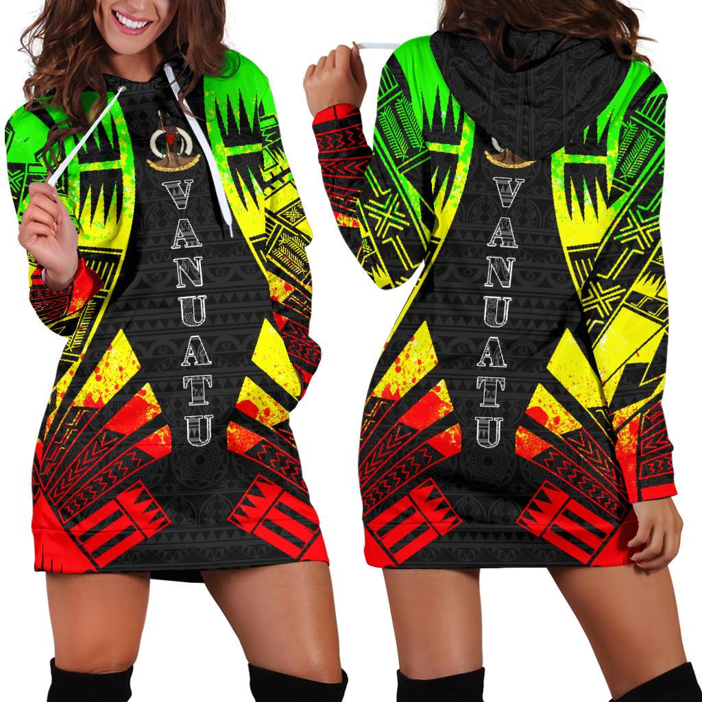 Vanuatu Hoodie Dress - Polynesian Tattoo Reggae Reggae - Polynesian Pride