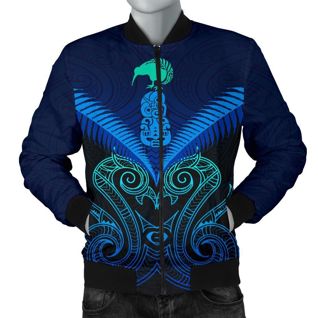 Maori Manaia New Zealand Men Bomber Jacket Blue Blue - Polynesian Pride