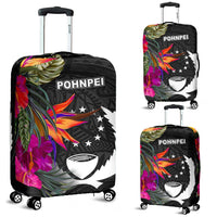 Pohnpei Luggage Covers - Polynesian Hibiscus Pattern Black - Polynesian Pride