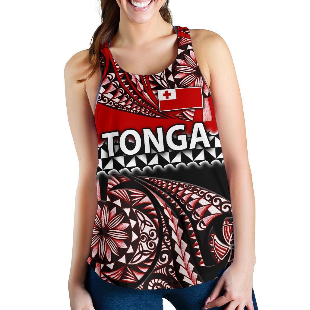 Tonga Women Racerback Tank Polynesian Tattoo Tongan Tapa Red - Polynesian Pride