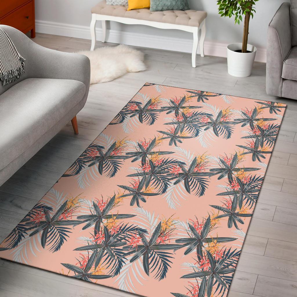 Tropical Pattern Pink Rug Yellow - Polynesian Pride