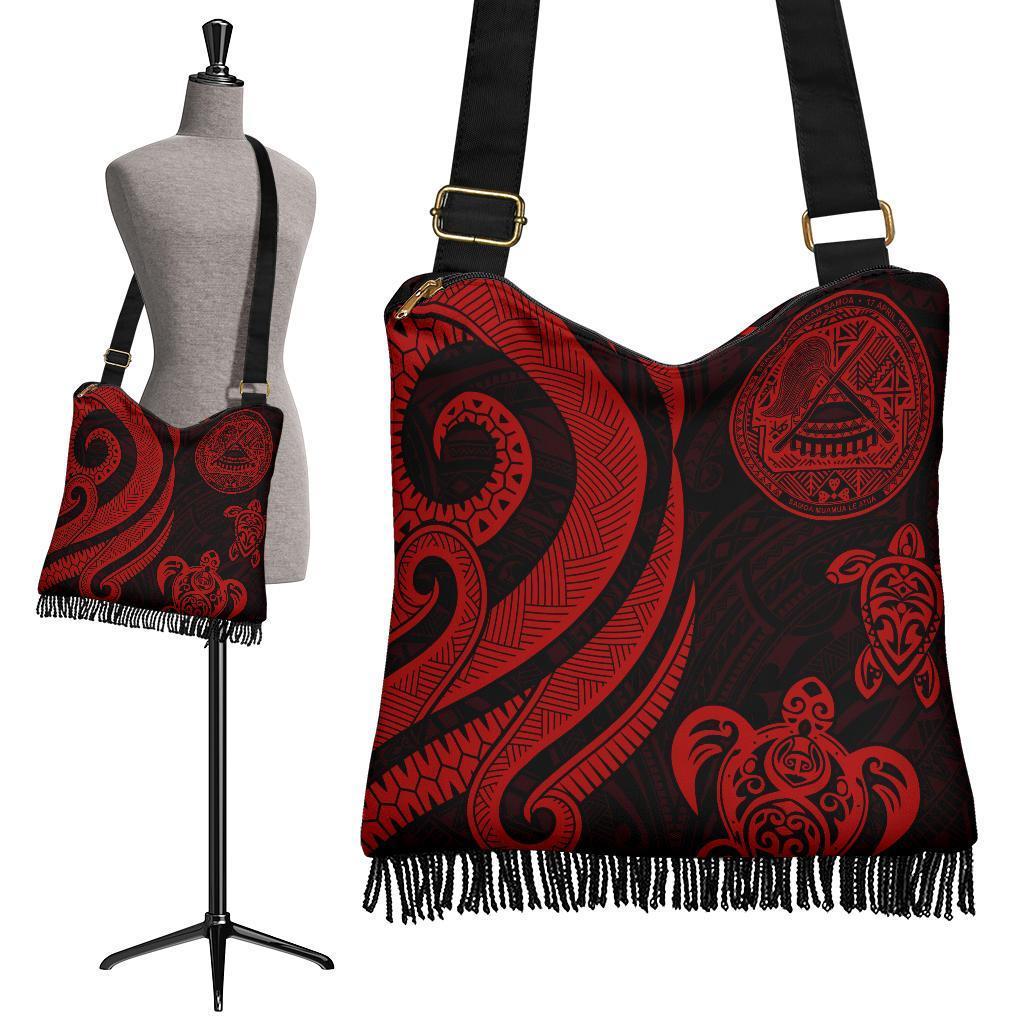 American Samoa Boho Handbag - Red Tentacle Turtle Boho Handbag One Size Red - Polynesian Pride